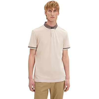 1035900 TOM TAILOR Męska koszulka polo, 31631 karmelowy beżowy Two Tone, S 1035900 TOM TAILOR Męska koszulka polo, 31631 karmelowy beżowy Two Tone, S