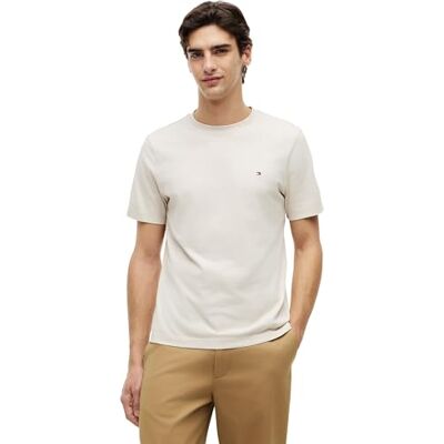 MW0MW39995 Tommy Hilfiger Męska koszulka S/S, Beżowy (Newsprint), M MW0MW39995 Tommy Hilfiger Męska koszulka S/S, Beżowy (Newsprint), M