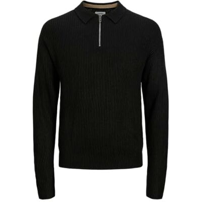 12279457-4781268 JJ rebel Męskie spodnie Jreblogan Knit Zip Polo Ls, czarny, XXL 12279457-4781268 JJ rebel Męskie spodnie Jreblogan Knit Zip Polo Ls, czarny, XXL