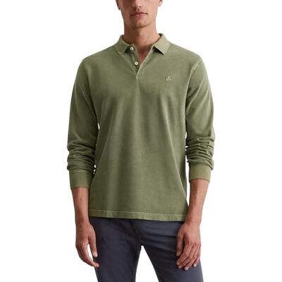 B21223655004 Marc OPolo męska koszulka polo z długim rękawem z bawełny organicznej Regular Fit, zielony, XS B21223655004 Marc OPolo męska koszulka polo z długim rękawem z bawełny organicznej Regular Fit, zielony, XS