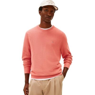 MW0MW36347 Tommy Hilfiger Men Essential Structure Crew Neck Sweter Sweter, różowy, XS, Różowy (Camellia Blush), XS MW0MW36347 Tommy Hilfiger Men Essential Structure Crew Neck Sweter Sweter, różowy, XS, Różowy (Camellia Blush), XS