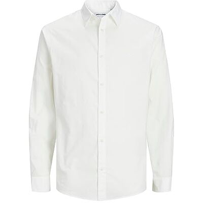 12248846 JACK & JONES Męskie spodnie jeansowe Jjepaulos Shirt Ls Sn, biały (Whisper White), M 12248846 JACK & JONES Męskie spodnie jeansowe Jjepaulos Shirt Ls Sn, biały (Whisper White), M