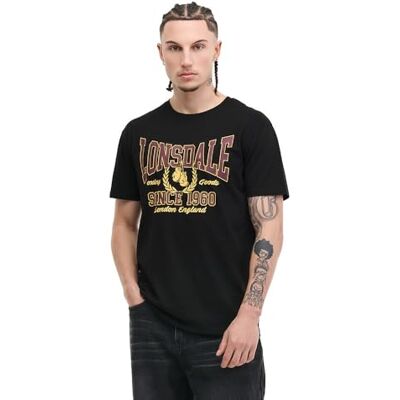 117857 Lonsdale Męski T-shirt normalny krój AYCLIFFE, czarny/Oxblood/Yellow, 3XL 117857 Lonsdale Męski T-shirt normalny krój AYCLIFFE, czarny/Oxblood/Yellow, 3XL