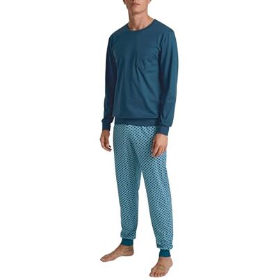 47486 CALIDA Relax Imprint piżama męska, ze 100% bawełny, spodnie z gumowym ściągaczem, niebieski (Legion Blue), 58-60 47486 CALIDA Relax Imprint piżama męska, ze 100% bawełny, spodnie z gumowym ściągaczem, niebieski (Legion Blue), 58-60