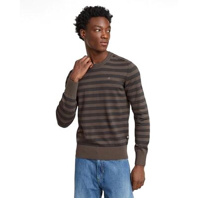 D25155 G-STAR Męski sweter Stripe R Knit, Wielokolorowy (Gs Grey/Asfalt Stripe -d840-g740), XXL D25155 G-STAR Męski sweter Stripe R Knit, Wielokolorowy (Gs Grey/Asfalt Stripe -d840-g740), XXL