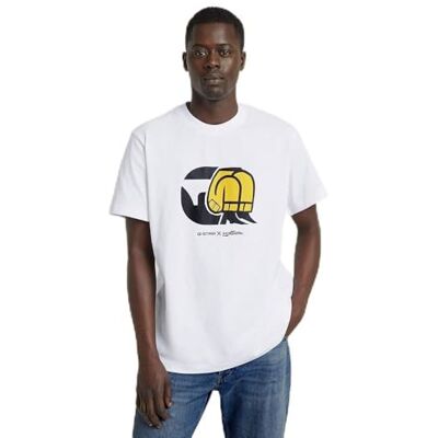 D25705 G-STAR RAW Męskie dżinsy Cartoon Loose R T T-Shirt, Biały (White -c336-110), XXL D25705 G-STAR RAW Męskie dżinsy Cartoon Loose R T T-Shirt, Biały (White -c336-110), XXL
