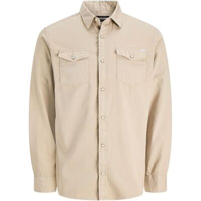 12138115 JACK & JONES Mężczyźni Koszulka Jjesheridan L/S Noos , Crockery., S 12138115 JACK & JONES Mężczyźni Koszulka Jjesheridan L/S Noos , Crockery., S