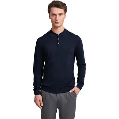 7100-65540B bugatti Męski sweter okrągły dekolt, niebieski, M 7100-65540B bugatti Męski sweter okrągły dekolt, niebieski, M