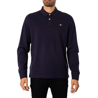 2230 GANT Męska koszulka polo Reg Shield Ls Pique Rugger, niebieski (Evening Blue), L 2230 GANT Męska koszulka polo Reg Shield Ls Pique Rugger, niebieski (Evening Blue), L