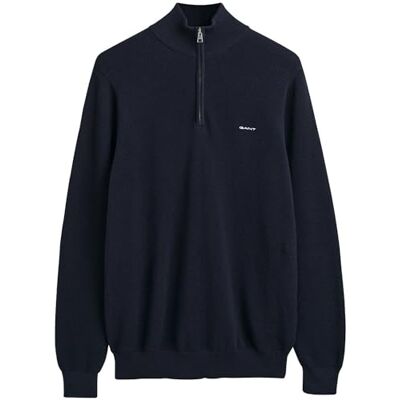 8040523 GANT Męski sweter z zamkiem błyskawicznym Cotton Pique, Evening Blue, Standard, niebieski (Evening Blue), 3XL 8040523 GANT Męski sweter z zamkiem błyskawicznym Cotton Pique, Evening Blue, Standard, niebieski (Evening Blue), 3XL