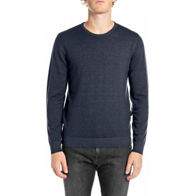 UK4463.000.G21901 Replay Męski sweter wełniany Regular Fit, 088 Deep Blue, XS UK4463.000.G21901 Replay Męski sweter wełniany Regular Fit, 088 Deep Blue, XS