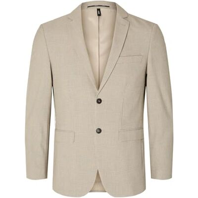 16092555 SELETED HOMME Męska marynarka Slhslim-Liam Sand Check BLZ Flex Noos, Piaskowy/Checks: Brown, 44 16092555 SELETED HOMME Męska marynarka Slhslim-Liam Sand Check BLZ Flex Noos, Piaskowy/Checks: Brown, 44