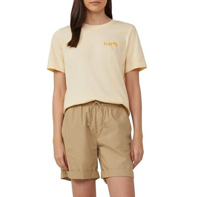 2166266.11D0.44 T-shirt z nadrukiem z przodu i z tyłu, beżowy, 44 2166266.11D0.44 T-shirt z nadrukiem z przodu i z tyłu, beżowy, 44
