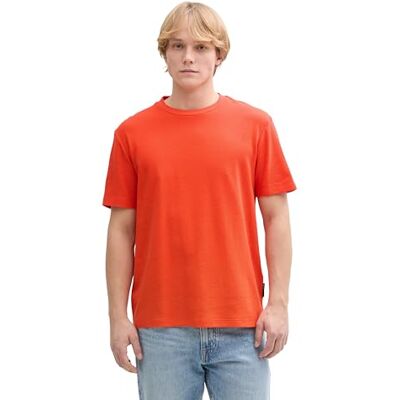 1045032 TOM TAILOR Denim Męski Basic T-shirt o strukturze waflowej, 21559 Deep Fiery Orange, L 1045032 TOM TAILOR Denim Męski Basic T-shirt o strukturze waflowej, 21559 Deep Fiery Orange, L