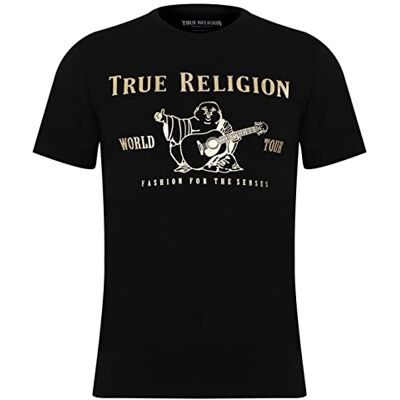 105487 True Religion Męska koszulka z krótkim rękawem metaliczna Budda, Czarny, XL 105487 True Religion Męska koszulka z krótkim rękawem metaliczna Budda, Czarny, XL