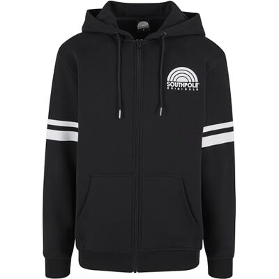 SP285 Southpole Męska bluza z kapturem College Zip Hoody, luźna bluza z kapturem dla mężczyzn, męska bluza z kapturem z zamkiem błyskawicznym, czarny/biały, S SP285 Southpole Męska bluza z kapturem College Zip Hoody, luźna bluza z kapturem dla mężczyzn, męska bluza z kapturem z zamkiem błyskawicznym, czarny/biały, S