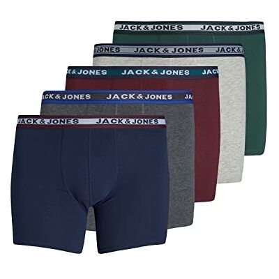 12211701 JACK&JONES PLUS Jacolliver Trunks bokserki męskie, zestaw 5 par, Noos PPLS, szary melanż/szczegóły: Sea Moss-Port royal-Navy Blazer-Light Grey Melange, rozmiar 2XL 12211701 JACK&JONES PLUS Jacolliver Trunks bokserki męskie, zestaw 5 par, Noos PPLS, szary melanż/szczegóły: Sea Moss-Port royal-Navy Blazer-Light Grey Melange, rozmiar 2XL