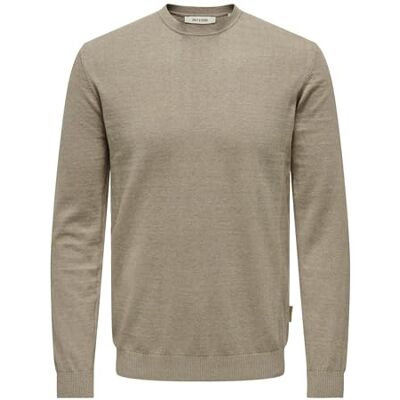 22029951 ONLY & SONS Męski sweter z dzianiny, Desert Taupe/Szczegóły: melanż, M 22029951 ONLY & SONS Męski sweter z dzianiny, Desert Taupe/Szczegóły: melanż, M