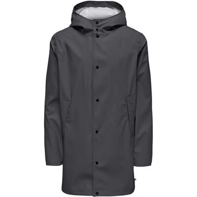 22029146 ONLY & SONS ONSLUCA RAIN Coat OTW męski płaszcz przeciwdeszczowy, Grey Pinstripe, XXL, Szare paski do przypinania, XXL 22029146 ONLY & SONS ONSLUCA RAIN Coat OTW męski płaszcz przeciwdeszczowy, Grey Pinstripe, XXL, Szare paski do przypinania, XXL