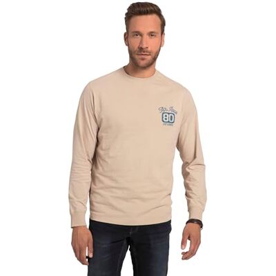 819940 JP 1880, Męska, duże rozmiary, koszulka z długim rękawem, haft, okrągły dekolt, beżowy, 3XL 819940 JP 1880, Męska, duże rozmiary, koszulka z długim rękawem, haft, okrągły dekolt, beżowy, 3XL