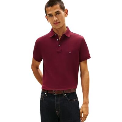 MW0MW17771 Tommy Hilfiger Męska koszulka polo 1985 Slim S/S Polo, fioletowa, XS, Fioletowy (Deep Rouge), XS MW0MW17771 Tommy Hilfiger Męska koszulka polo 1985 Slim S/S Polo, fioletowa, XS, Fioletowy (Deep Rouge), XS
