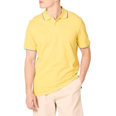MAE40007SP18-Yblwh-X-Large Amazon Essentials Men's Bawełniana koszulka polo pique slim fit, Biały/Niebieski/Żółty, XL MAE40007SP18-Yblwh-X-Large Amazon Essentials Men's Bawełniana koszulka polo pique slim fit, Biały/Niebieski/Żółty, XL