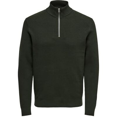 22023210 ONLY & SONS Męski sweter ONSPHIL REG 12 Cotton Half Zip Knit NOOS, różowy, XS, rodzynka, XS 22023210 ONLY & SONS Męski sweter ONSPHIL REG 12 Cotton Half Zip Knit NOOS, różowy, XS, rodzynka, XS