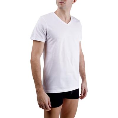 PCA/1/TVC/SIG/W pierre cardin underwear Bawełniana koszulka męska, podpis, dekolt w serek z haftem, szary, biały, L PCA/1/TVC/SIG/W pierre cardin underwear Bawełniana koszulka męska, podpis, dekolt w serek z haftem, szary, biały, L