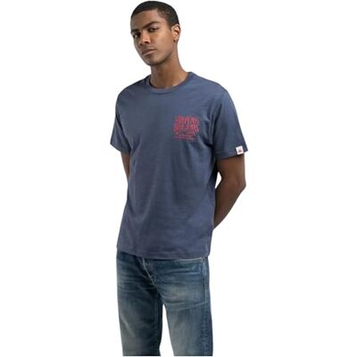 M3023 .000.22336 Replay Męski t-shirt o regularnym kroju z bawełny, 282 Medium Blue, L M3023 .000.22336 Replay Męski t-shirt o regularnym kroju z bawełny, 282 Medium Blue, L