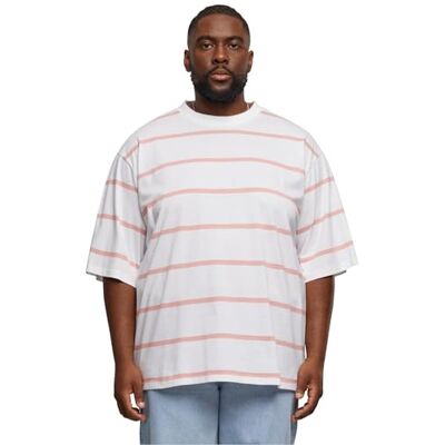 TB6412 Urban Classics Męski T-shirt Oversized Sleeve Modern Stripe Tee White/lemonadepink M, biały/różowy cytrynowy, M TB6412 Urban Classics Męski T-shirt Oversized Sleeve Modern Stripe Tee White/lemonadepink M, biały/różowy cytrynowy, M