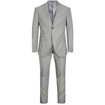 12183530 JACK & JONES Jprfranco Check Suit Sn garnitur męski, Light Grey Melange/Checks: super slim fit, 52 12183530 JACK & JONES Jprfranco Check Suit Sn garnitur męski, Light Grey Melange/Checks: super slim fit, 52