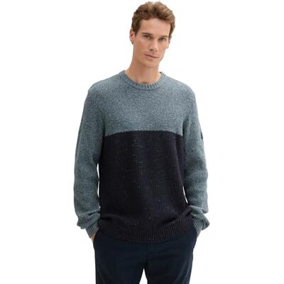 1044461 TOM TAILOR Sweter męski, 37028 Blue Navy Nep Colorblock, 3XL 1044461 TOM TAILOR Sweter męski, 37028 Blue Navy Nep Colorblock, 3XL