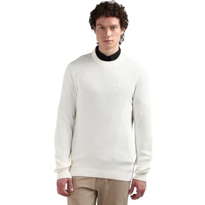 J30J324598YBIXXL Calvin Klein męski sweter z dzianiny Crew Neck, biały (ivory), XXL J30J324598YBIXXL Calvin Klein męski sweter z dzianiny Crew Neck, biały (ivory), XXL