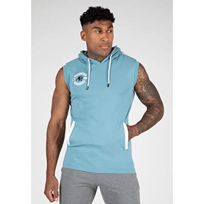 8720604451108 Gorilla Wear Oswego S/L Hooded T-Shirt niebieski Bodybuilding Sport Altag Czas wolny z nadrukiem logo lekka i wygodna dla optymalnego ruchu z bawełny i elastanu 8720604451108 Gorilla Wear Oswego S/L Hooded T-Shirt niebieski Bodybuilding Sport Altag Czas wolny z nadrukiem logo lekka i wygodna dla optymalnego ruchu z bawełny i elastanu