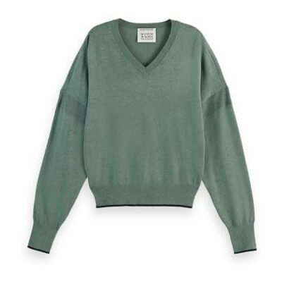179643 Scotch & Soda Sweter z dekoltem w serek, Park Green Melange 355, XL 179643 Scotch & Soda Sweter z dekoltem w serek, Park Green Melange 355, XL