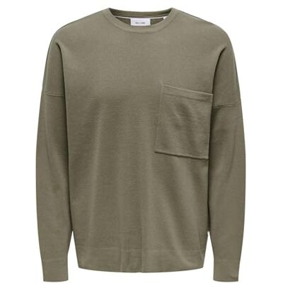 22030783-4588987 ONLY & SONS Onslamai Ovz 12 Ls Pocket Crew Knit męska, Desert Taupe, XXL 22030783-4588987 ONLY & SONS Onslamai Ovz 12 Ls Pocket Crew Knit męska, Desert Taupe, XXL