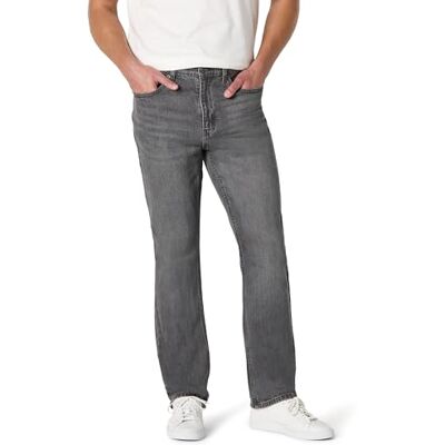 AEMN49469_Grey Wash Amazon Essentials Męskie dżinsy o niskiej rozciągliwości, prosty krój, Szary sprany, 31W / 28L AEMN49469_Grey Wash Amazon Essentials Męskie dżinsy o niskiej rozciągliwości, prosty krój, Szary sprany, 31W / 28L
