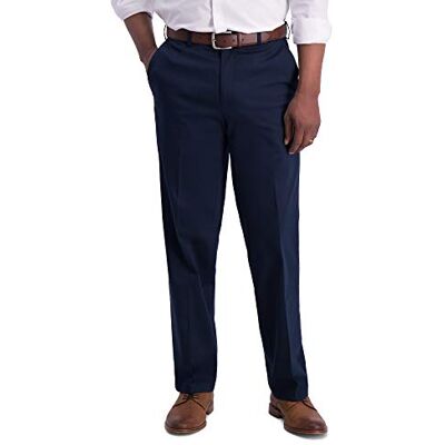 HC01000-401-34 x 30 Haggar Men's Iron Free Premium Khaki Classic Fit Flat Front Expandable Waist Casual Pant (Regular and Big & Tall Sizes), Dark Navy, 34x30 HC01000-401-34 x 30 Haggar Men's Iron Free Premium Khaki Classic Fit Flat Front Expandable Waist Casual Pant (Regular and Big & Tall Sizes), Dark Navy, 34x30