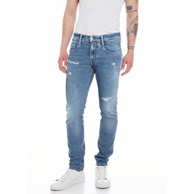 M914Y .000.661OR2R Replay Męskie dżinsy slim fit Anbass Hyperflex Original Broken and Repaired kolekcja, 009 Medium Blue, 30W / 32L M914Y .000.661OR2R Replay Męskie dżinsy slim fit Anbass Hyperflex Original Broken and Repaired kolekcja, 009 Medium Blue, 30W / 32L
