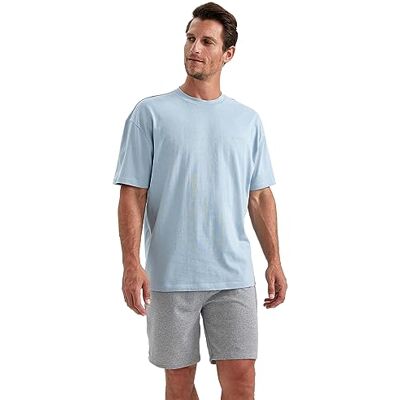 B0662AX DeFacto Męski Basic Oversized T-shirt dla mężczyzn – klasyczny t-shirt dla mężczyzn, Por. niebieski, XS B0662AX DeFacto Męski Basic Oversized T-shirt dla mężczyzn – klasyczny t-shirt dla mężczyzn, Por. niebieski, XS