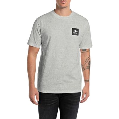 M6945 .000.2660 Replay Męski T-shirt Regular Fit, M08 Jasnoszary melanż, M M6945 .000.2660 Replay Męski T-shirt Regular Fit, M08 Jasnoszary melanż, M