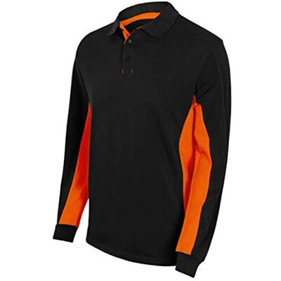 VELILLA 105514; dwukolorowa koszulka polo z długim rękawem; kolor czarny i pomarańczowy; rozmiar S VELILLA 105514; dwukolorowa koszulka polo z długim rękawem; kolor czarny i pomarańczowy; rozmiar S