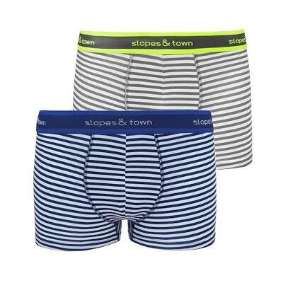 STBSHGREYBLUESTRIP Slopes and Town Bamboo Bokserki Blue/Grey Stripes (2 sztuki), niebieski i szary., L STBSHGREYBLUESTRIP Slopes and Town Bamboo Bokserki Blue/Grey Stripes (2 sztuki), niebieski i szary., L
