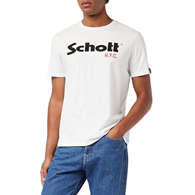 TS01MCLOGO Schott Męski T-shirt, wielokolorowy (White/Black White/Black), Producent rozmiar:3XL TS01MCLOGO Schott Męski T-shirt, wielokolorowy (White/Black White/Black), Producent rozmiar:3XL
