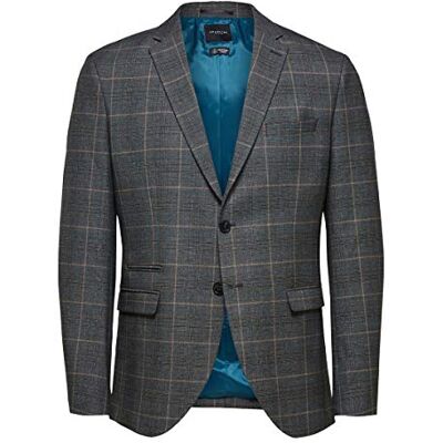 16075083 SELECTED HOMME Męska marynarka SLHSLIM-MYLOLOGAN GRY BRW CHK BLZ B NOOS, Grey Checks:brown, 44 16075083 SELECTED HOMME Męska marynarka SLHSLIM-MYLOLOGAN GRY BRW CHK BLZ B NOOS, Grey Checks:brown, 44