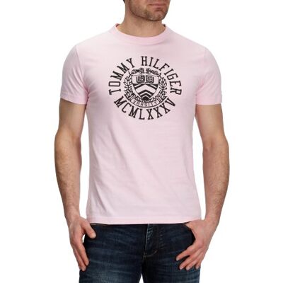 Tommy Hilfiger Męska koszulka/T-shirt 886218054, Różowy (Basic Pink), 56 Tommy Hilfiger Męska koszulka/T-shirt 886218054, Różowy (Basic Pink), 56