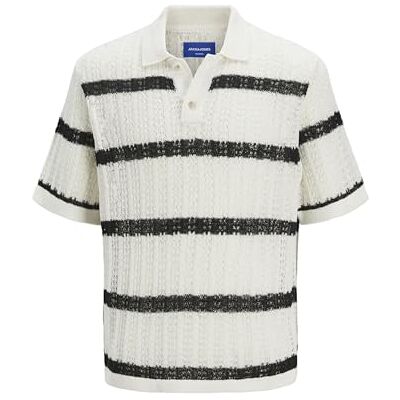 12272580-4700407 JACK & JONES Męska koszulka polo w paski, Sea Salt, XS 12272580-4700407 JACK & JONES Męska koszulka polo w paski, Sea Salt, XS