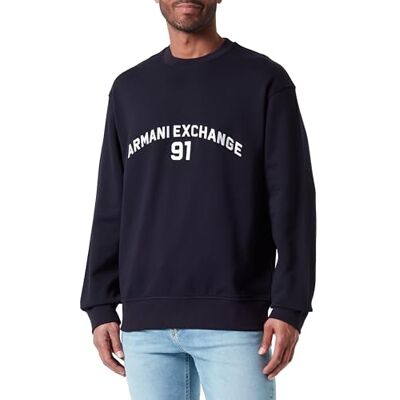 3DZMLKZJ4XZ1583 Armani Exchange Men's 91 Logo, Crew Neck, Wrist Cuffs, Bluza, Blue, XL, granatowy (Deep Navy), XL 3DZMLKZJ4XZ1583 Armani Exchange Men's 91 Logo, Crew Neck, Wrist Cuffs, Bluza, Blue, XL, granatowy (Deep Navy), XL