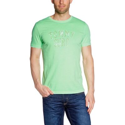 Tommy Hilfiger T-shirt męski, Zielony (372 Neon Green-eur), 56 Tommy Hilfiger T-shirt męski, Zielony (372 Neon Green-eur), 56
