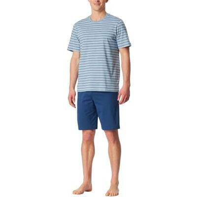 183592 Schiesser Męska piżama krótka okrągły dekolt zestaw Nightwear, niebieski (pacific blue), 52 183592 Schiesser Męska piżama krótka okrągły dekolt zestaw Nightwear, niebieski (pacific blue), 52
